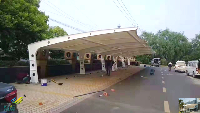 武漢景觀張拉膜結(jié)構(gòu)停車棚設(shè)施設(shè)計圖片廠家工程