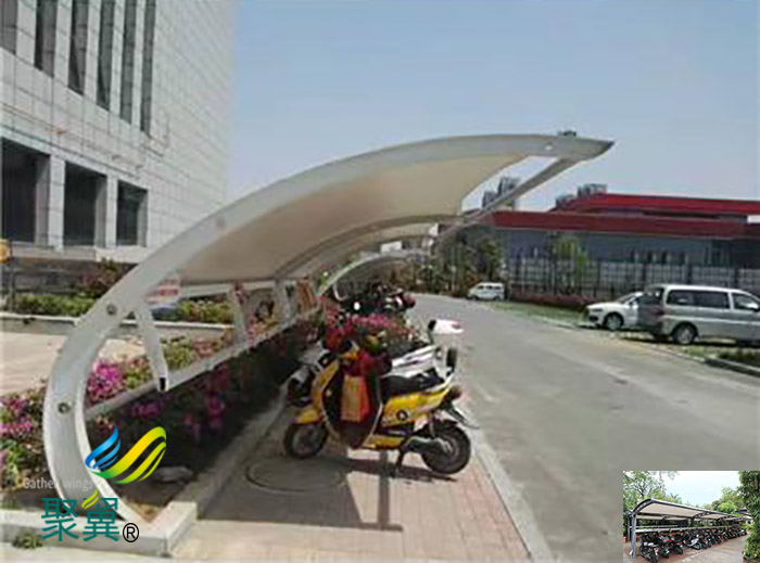 石家莊膜結構非機動汽車棚圖片施工圖紙工程造價